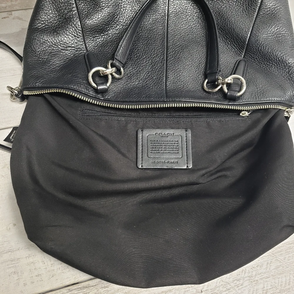 Coach F36675 Pebble Leather Kelsey Satchel Handbag Black with Silver Hardware - Picture 15 of 16